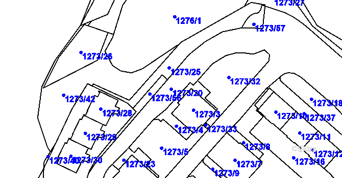 Parcela st. 1273/20 v KÚ Vokovice, Katastrální mapa