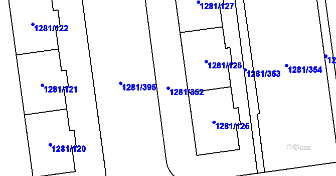 Parcela st. 1281/352 v KÚ Vokovice, Katastrální mapa