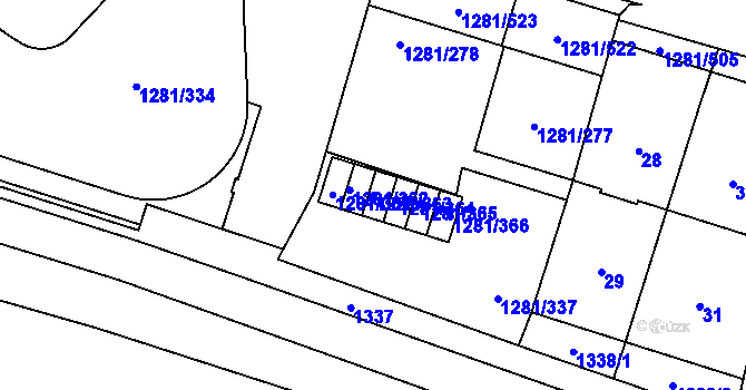 Parcela st. 1281/363 v KÚ Vokovice, Katastrální mapa