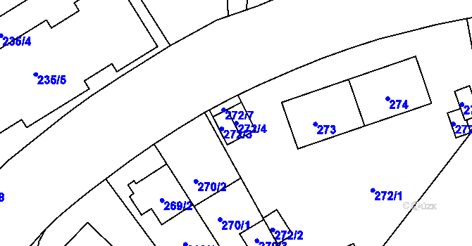 Parcela st. 272/4 v KÚ Vokovice, Katastrální mapa