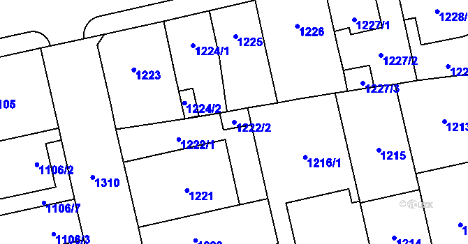 Parcela st. 1222/2 v KÚ Vokovice, Katastrální mapa