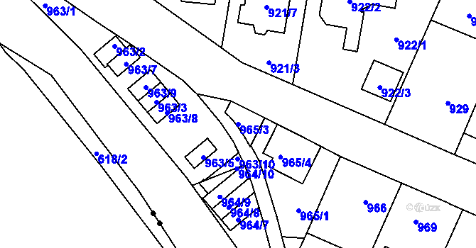 Parcela st. 965/3 v KÚ Vokovice, Katastrální mapa