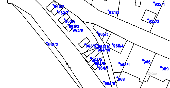Parcela st. 963/5 v KÚ Vokovice, Katastrální mapa