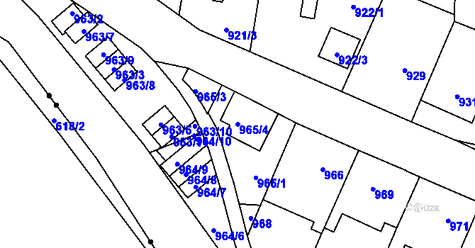 Parcela st. 965/4 v KÚ Vokovice, Katastrální mapa
