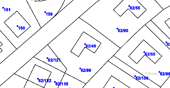 Parcela st. 62/49 v KÚ Vokovice, Katastrální mapa