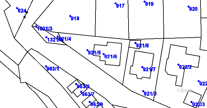 Parcela st. 921/6 v KÚ Vokovice, Katastrální mapa