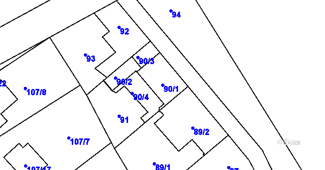 Parcela st. 90/1 v KÚ Vokovice, Katastrální mapa