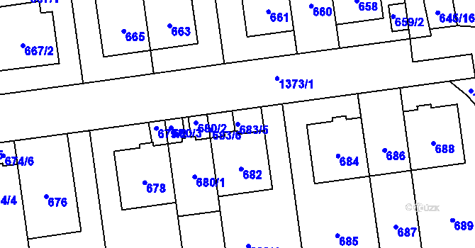 Parcela st. 683/5 v KÚ Vokovice, Katastrální mapa