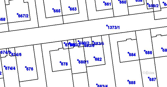 Parcela st. 683/6 v KÚ Vokovice, Katastrální mapa