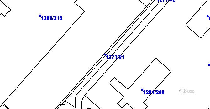 Parcela st. 1271/91 v KÚ Vokovice, Katastrální mapa