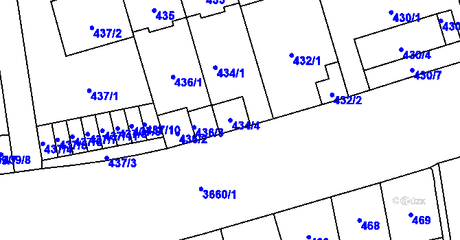 Parcela st. 434/4 v KÚ Břevnov, Katastrální mapa