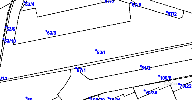 Parcela st. 53/1 v KÚ Břevnov, Katastrální mapa
