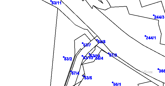 Parcela st. 53/7 v KÚ Břevnov, Katastrální mapa