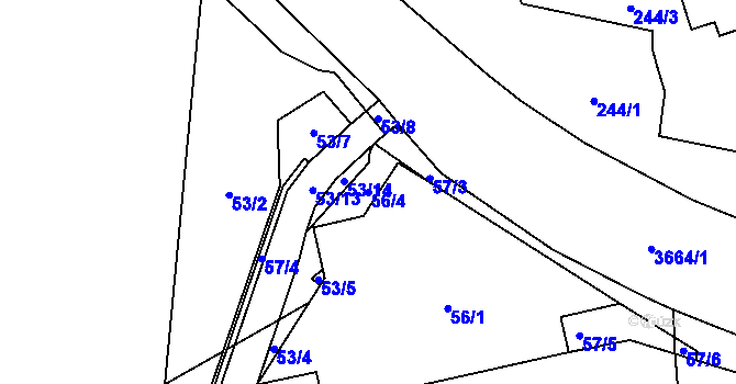 Parcela st. 56/4 v KÚ Břevnov, Katastrální mapa