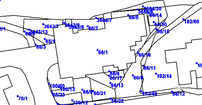 Parcela st. 66/1 v KÚ Břevnov, Katastrální mapa