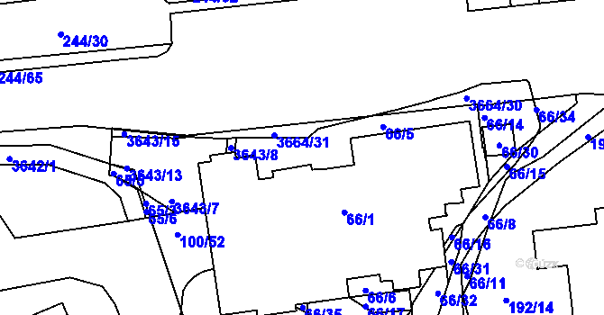 Parcela st. 66/7 v KÚ Břevnov, Katastrální mapa