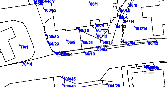 Parcela st. 66/9 v KÚ Břevnov, Katastrální mapa