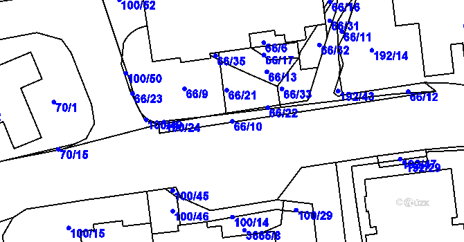 Parcela st. 66/10 v KÚ Břevnov, Katastrální mapa
