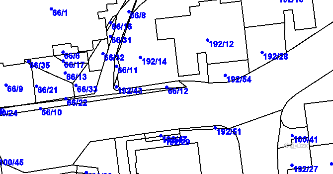 Parcela st. 66/12 v KÚ Břevnov, Katastrální mapa