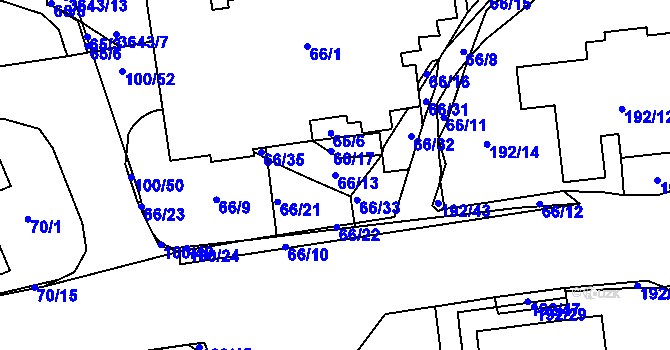 Parcela st. 66/13 v KÚ Břevnov, Katastrální mapa