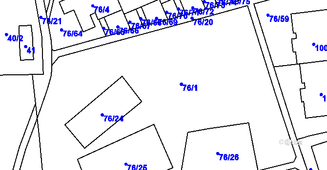 Parcela st. 76/1 v KÚ Břevnov, Katastrální mapa