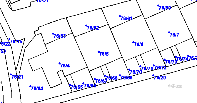Parcela st. 76/5 v KÚ Břevnov, Katastrální mapa