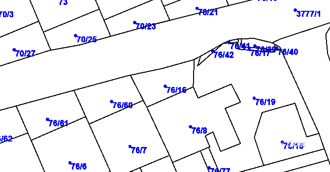 Parcela st. 76/16 v KÚ Břevnov, Katastrální mapa