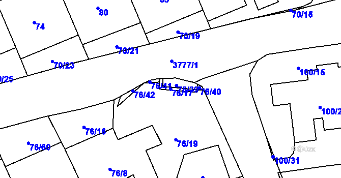 Parcela st. 76/17 v KÚ Břevnov, Katastrální mapa