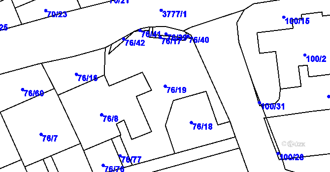 Parcela st. 76/19 v KÚ Břevnov, Katastrální mapa