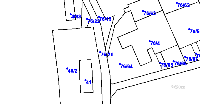 Parcela st. 76/21 v KÚ Břevnov, Katastrální mapa