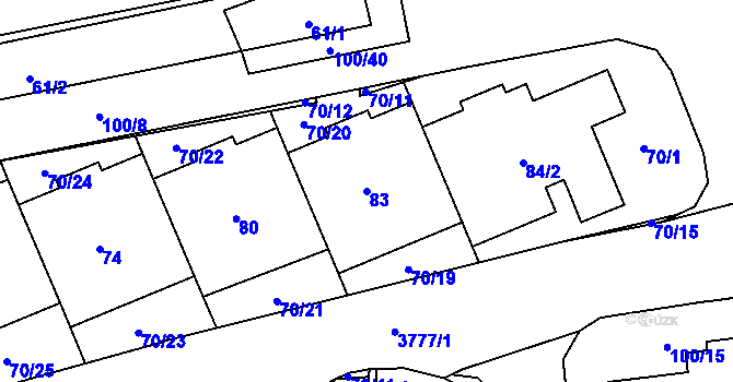 Parcela st. 83 v KÚ Břevnov, Katastrální mapa