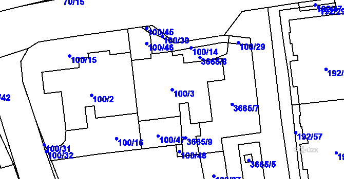 Parcela st. 100/3 v KÚ Břevnov, Katastrální mapa