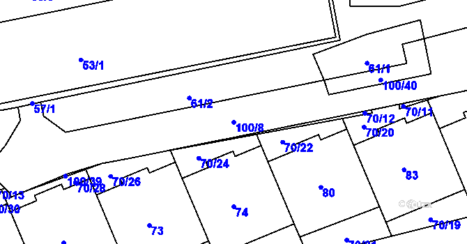 Parcela st. 100/8 v KÚ Břevnov, Katastrální mapa