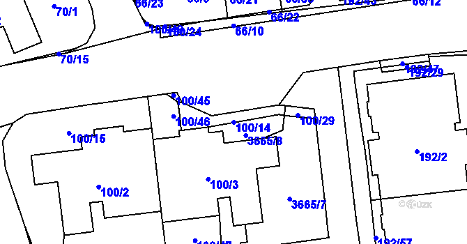 Parcela st. 100/14 v KÚ Břevnov, Katastrální mapa