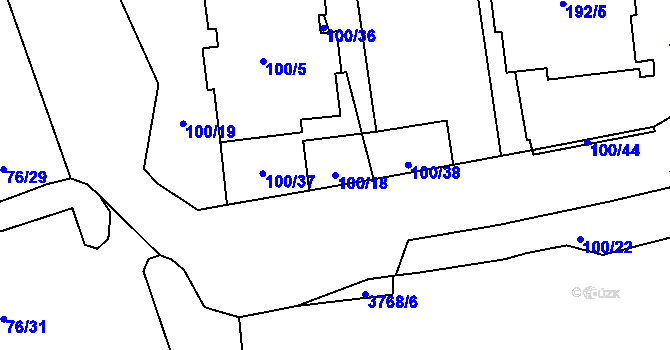 Parcela st. 100/18 v KÚ Břevnov, Katastrální mapa