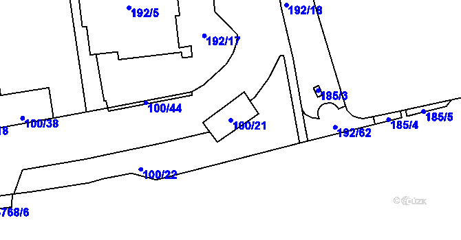 Parcela st. 100/21 v KÚ Břevnov, Katastrální mapa