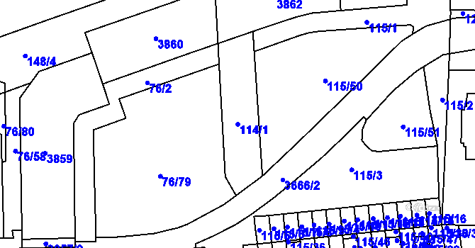 Parcela st. 114/1 v KÚ Břevnov, Katastrální mapa
