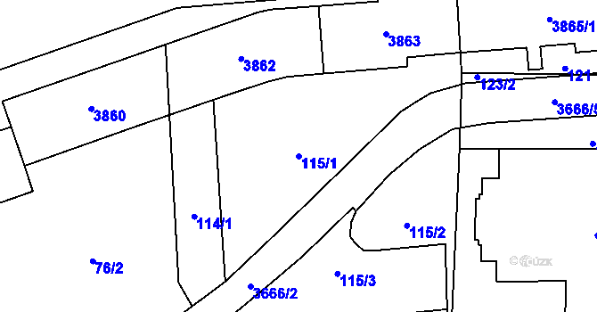 Parcela st. 115/1 v KÚ Břevnov, Katastrální mapa