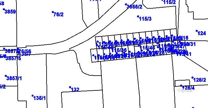 Parcela st. 115/19 v KÚ Břevnov, Katastrální mapa