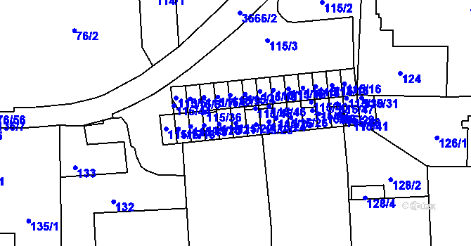 Parcela st. 115/22 v KÚ Břevnov, Katastrální mapa