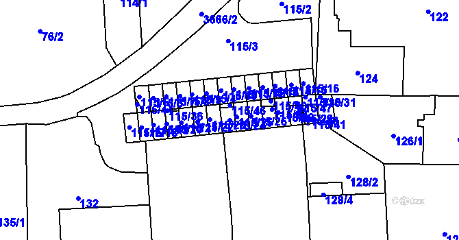 Parcela st. 115/24 v KÚ Břevnov, Katastrální mapa