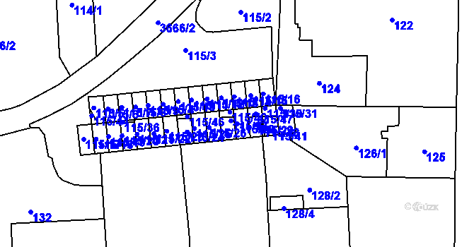 Parcela st. 115/28 v KÚ Břevnov, Katastrální mapa
