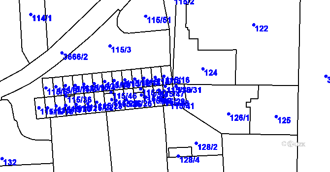 Parcela st. 115/30 v KÚ Břevnov, Katastrální mapa