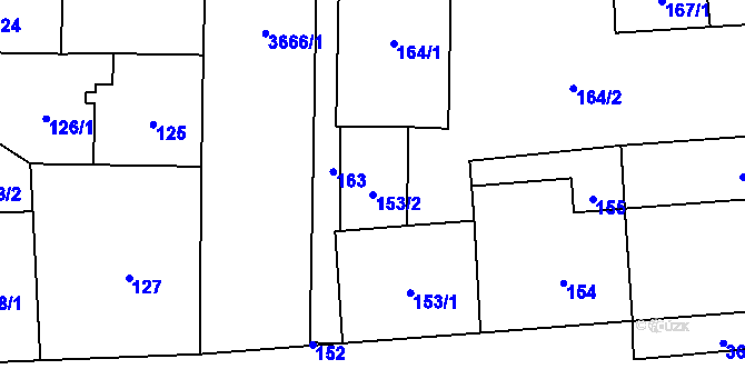 Parcela st. 153/2 v KÚ Břevnov, Katastrální mapa
