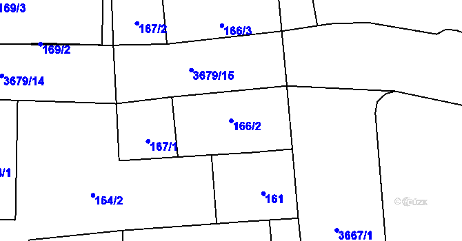 Parcela st. 166/2 v KÚ Břevnov, Katastrální mapa