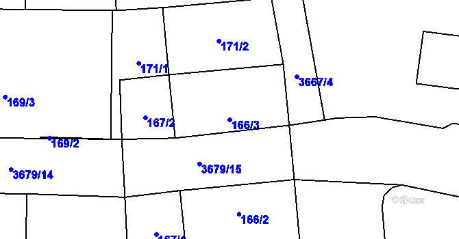 Parcela st. 166/3 v KÚ Břevnov, Katastrální mapa