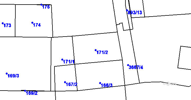 Parcela st. 171/2 v KÚ Břevnov, Katastrální mapa