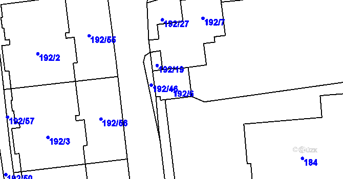 Parcela st. 192/6 v KÚ Břevnov, Katastrální mapa
