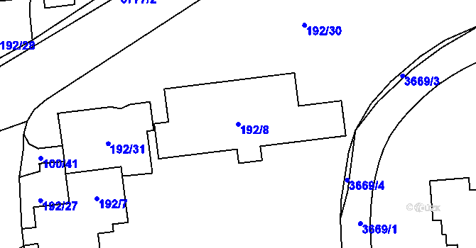 Parcela st. 192/8 v KÚ Břevnov, Katastrální mapa