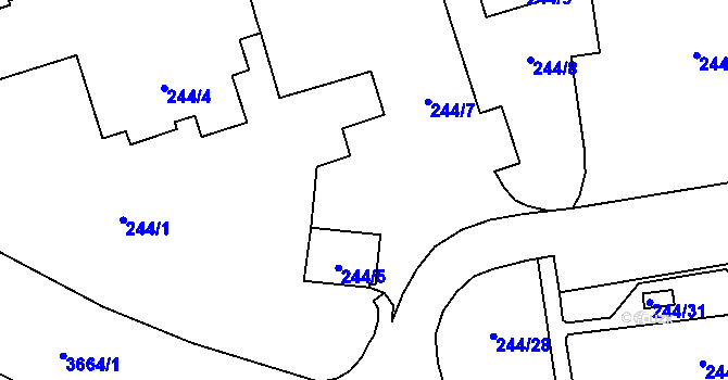 Parcela st. 244/6 v KÚ Břevnov, Katastrální mapa